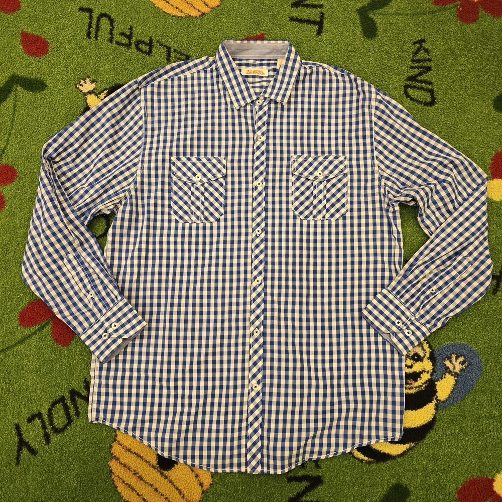Michael Brandon Men's Blue Checkered Shirt Size XL